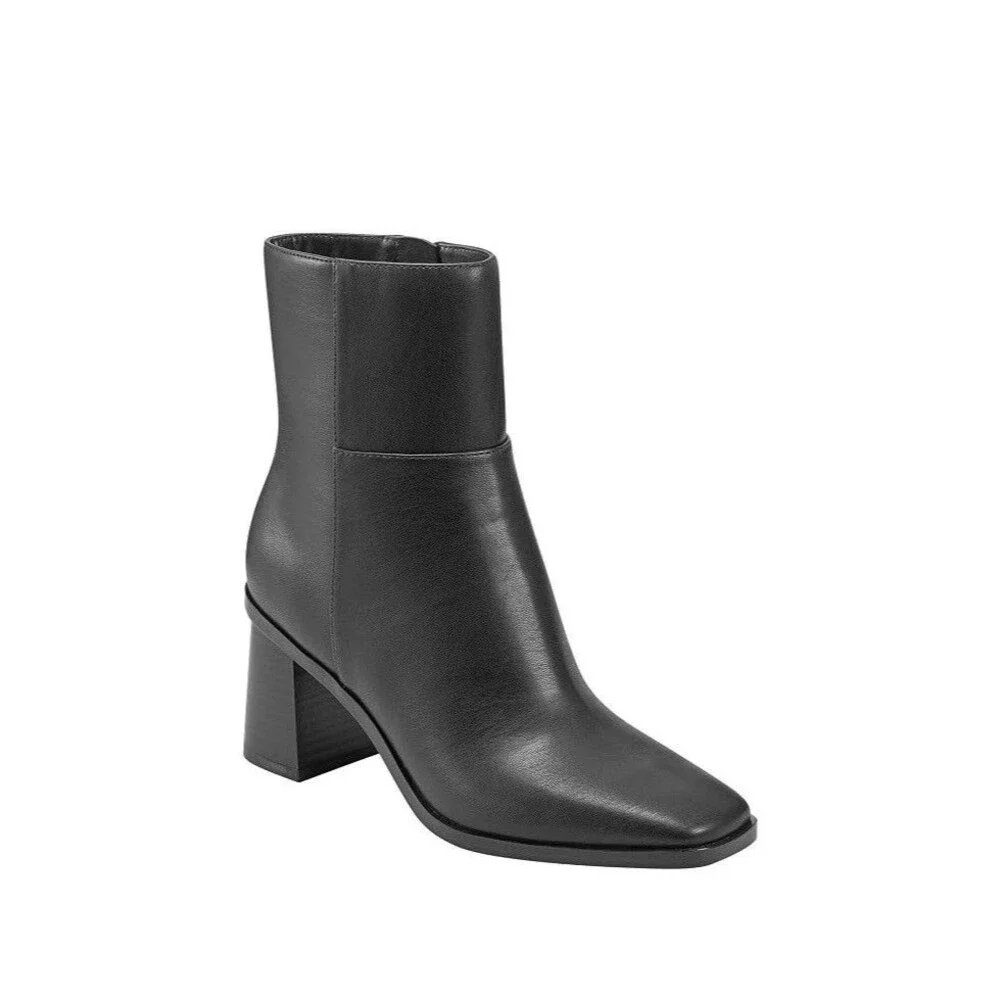 Marc Fisher Womens 8.5 M Black Dairey Zip Up Block Heel Ankle Boots DISPLAY QX7